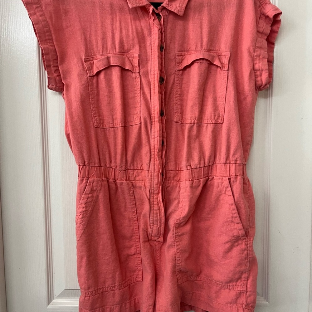 Universal Thread Coral Button-Up Romper - image 1